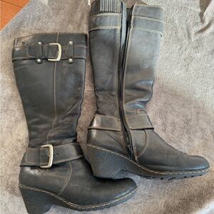 boc Black Heeled Leather Boots